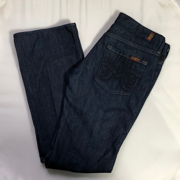 7 For All Mankind A Pocket Dark Rhinestones Jeans - Picture 6 of 7